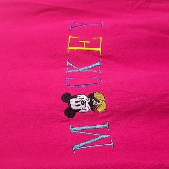 VINTAGE 90's Disney Mickey Mouse Hot Pink T-Shirt - Picture 3 of 10